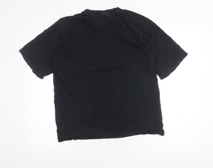 FILA Womens Black Floral Logo T-Shirt Size M Short Sleeve Cotton