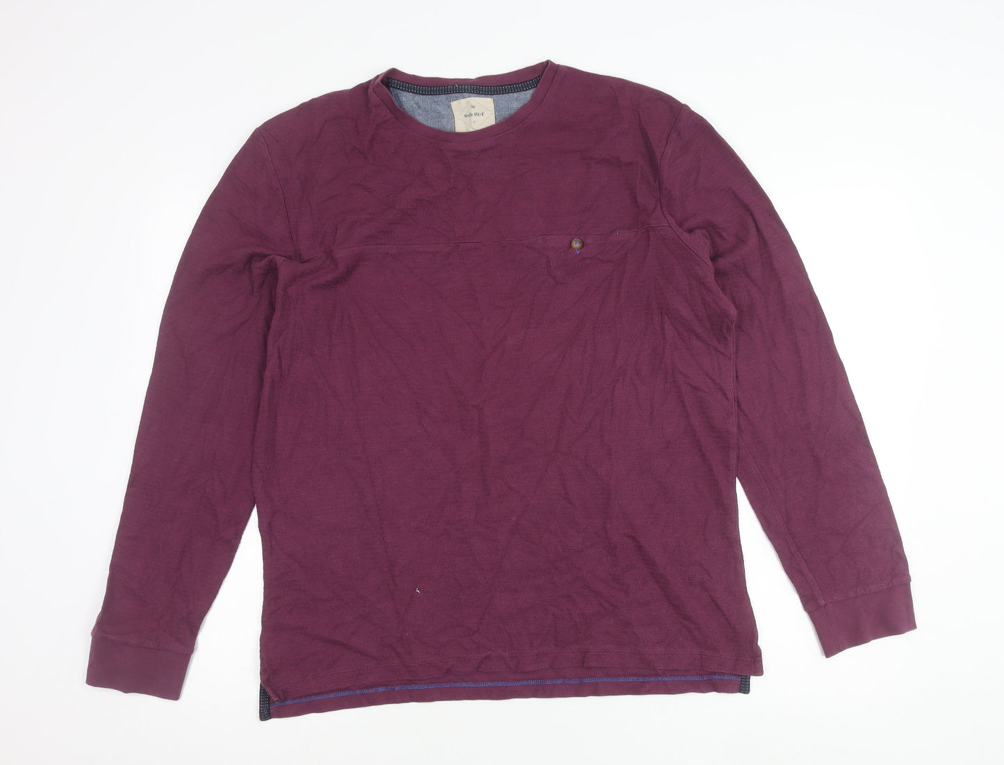 White Stuff Men’s Purple Long Sleeve Cotton Crew Neck T-Shirt M