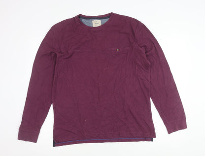White Stuff Men’s Purple Long Sleeve Cotton Crew Neck T-Shirt M