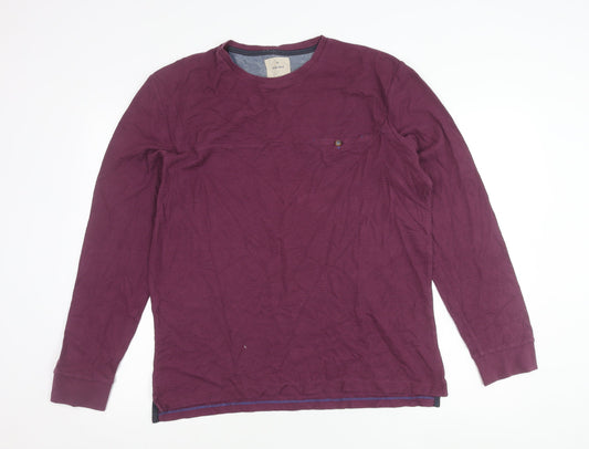 White Stuff Men’s Purple Long Sleeve Cotton Crew Neck T-Shirt M