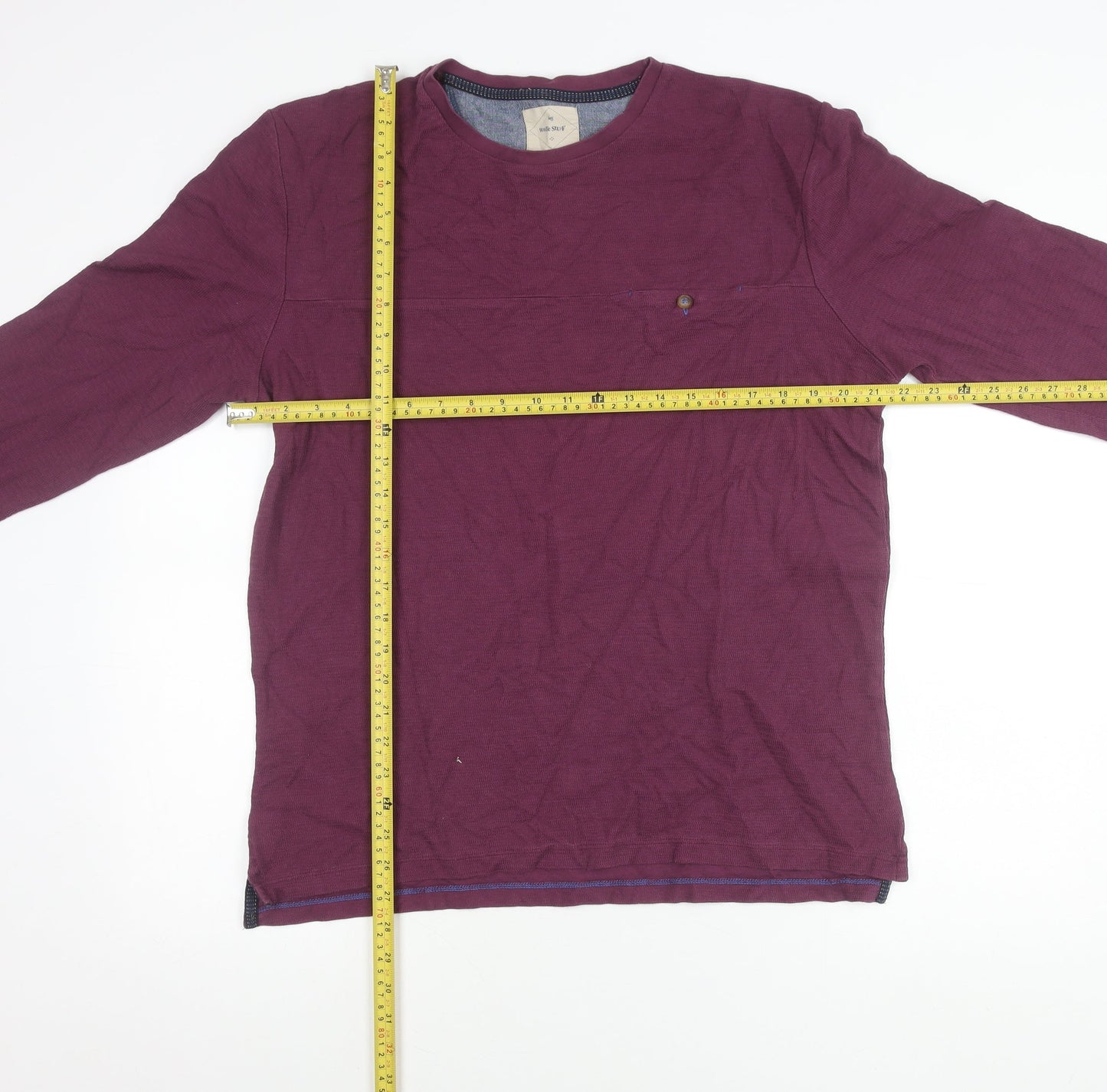 White Stuff Men’s Purple Long Sleeve Cotton Crew Neck T-Shirt M