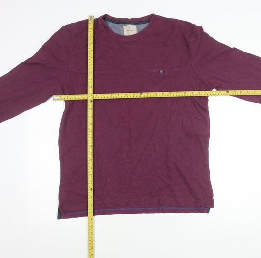 White Stuff Men’s Purple Long Sleeve Cotton Crew Neck T-Shirt M