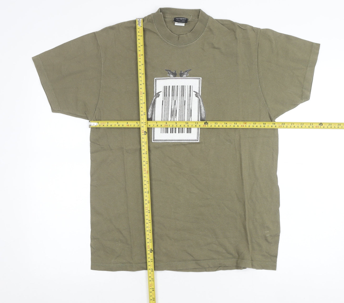 Hayward Gallery Men’s Green Cotton Graphic Art T-Shirt M Vintage