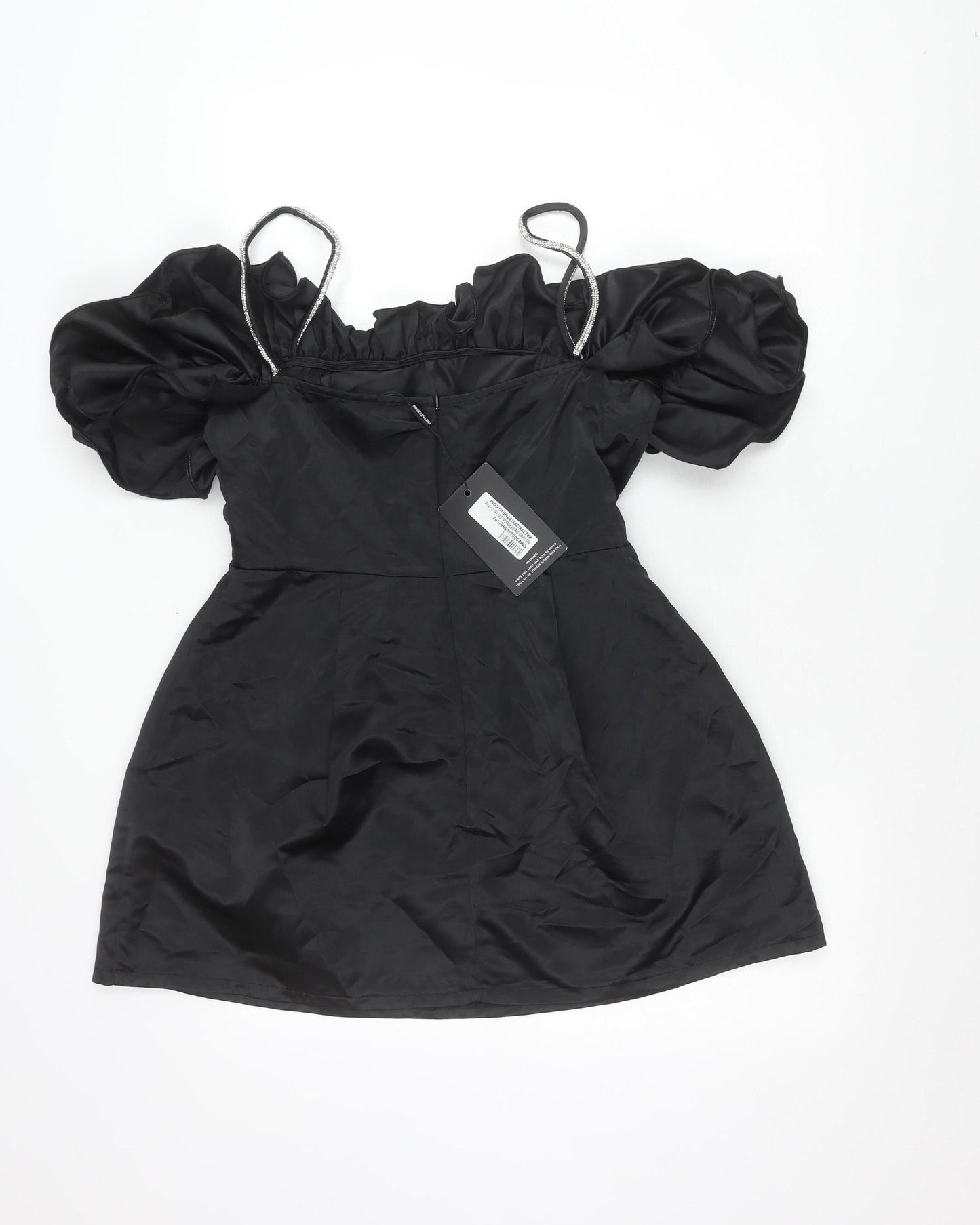 PrettyLittleThing Women’s Black Size 12 Off Shoulder Puff Sleeve Dress