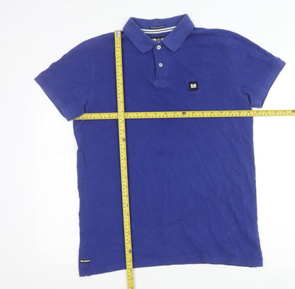 Weekend Offender Men's Blue Cotton Polo Shirt Size M Short Sleeve