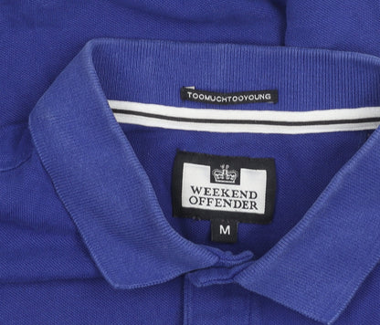 Weekend Offender Men's Blue Cotton Polo Shirt Size M Short Sleeve