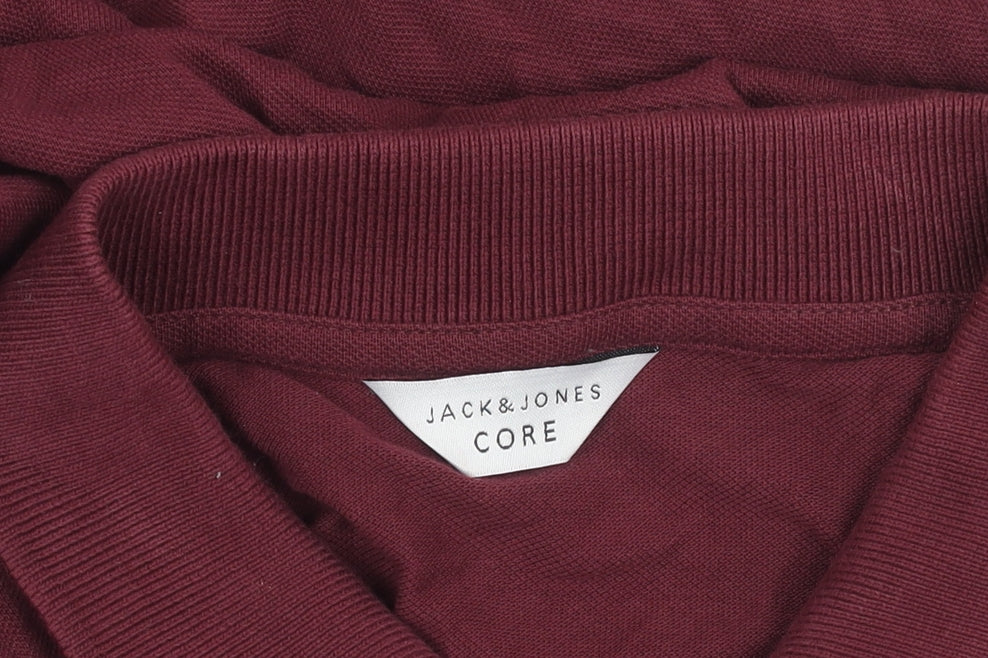 Jack & Jones Men's Red Cotton Polo Shirt Size M Short Sleeve Logo
