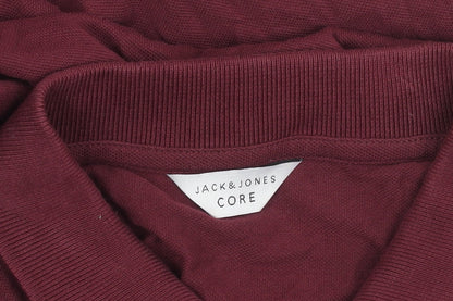 Jack & Jones Men's Red Cotton Polo Shirt Size M Short Sleeve Logo
