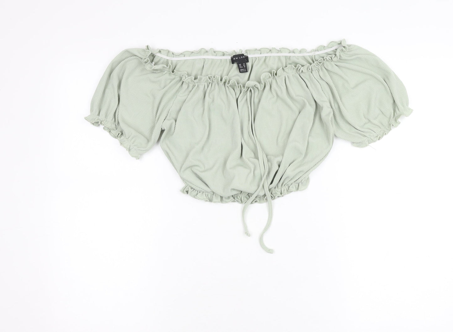 New Look Women's Green Off Shoulder Cropped Blouse Size 14