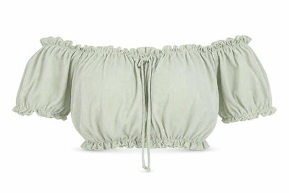 New Look Women's Green Off Shoulder Cropped Blouse Size 14