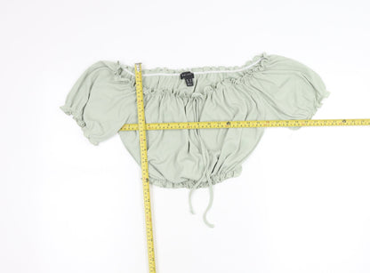 New Look Women's Green Off Shoulder Cropped Blouse Size 14
