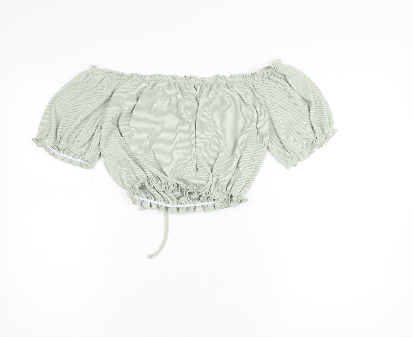 New Look Women's Green Off Shoulder Cropped Blouse Size 14