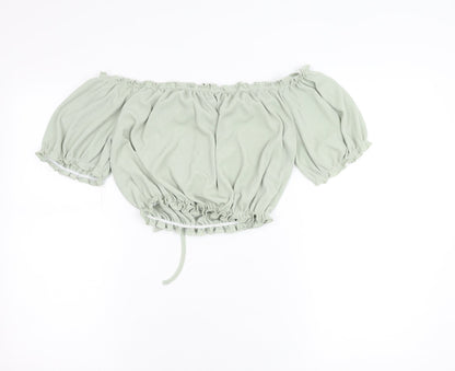 New Look Women's Green Off Shoulder Cropped Blouse Size 14