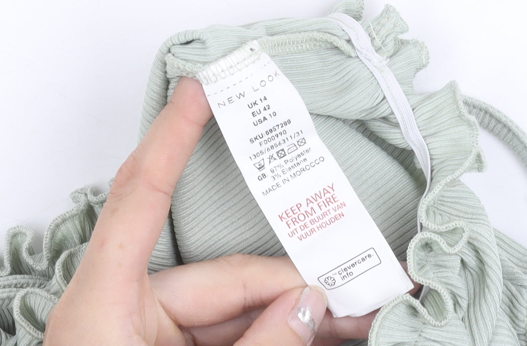 New Look Women's Green Off Shoulder Cropped Blouse Size 14