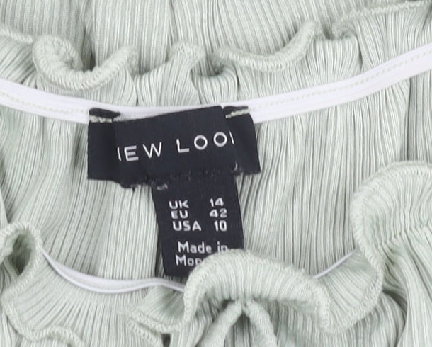 New Look Women's Green Off Shoulder Cropped Blouse Size 14