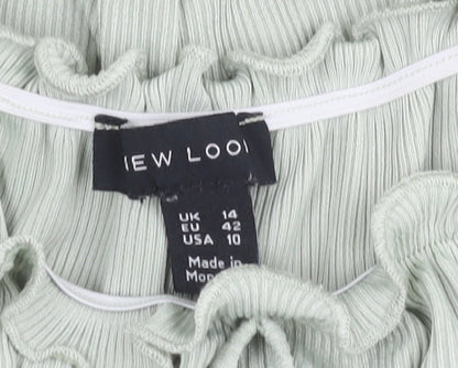 New Look Women's Green Off Shoulder Cropped Blouse Size 14