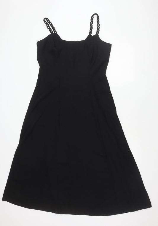 BHS Womens Black Size 14 A-Line Midi Cocktail Dress
