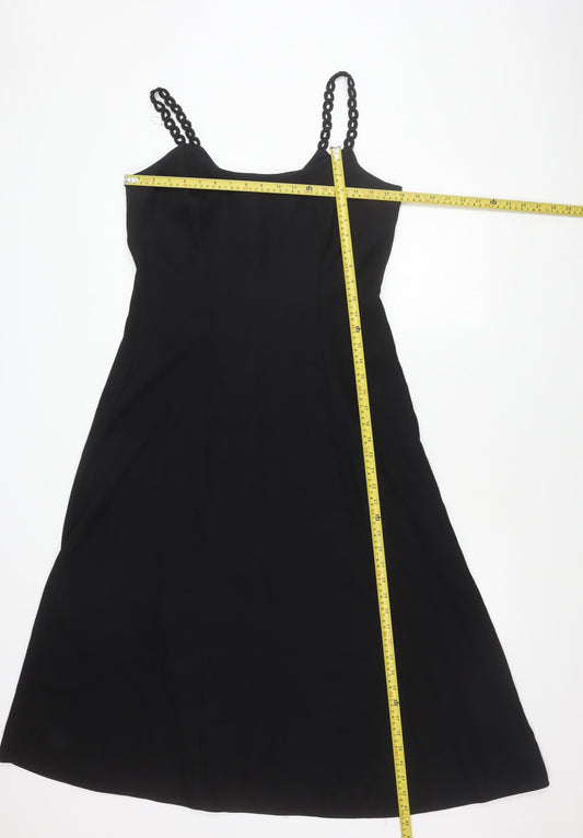 BHS Womens Black Size 14 A-Line Midi Cocktail Dress