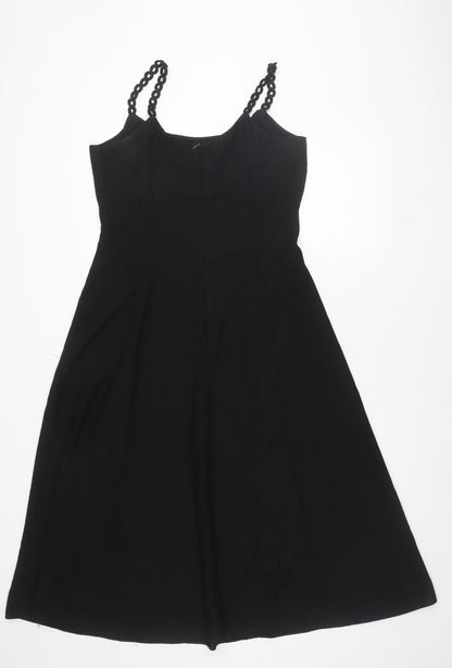 BHS Womens Black Size 14 A-Line Midi Cocktail Dress