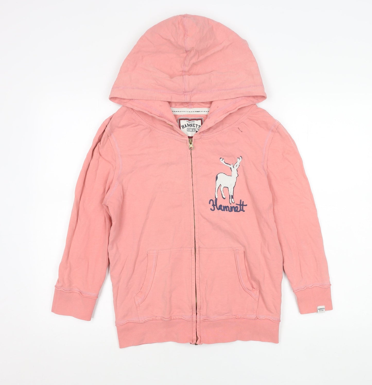 Hamnett Girls Pink Cotton Zip Hoodie Jacket with Hood M