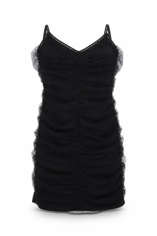 PrettyLittleThing Women’s Black Strapless Bodycon Dress UK 8 Party Ruched