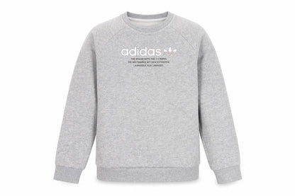 Front view of Adidas girls’ grey logo sweatshirt 10-11 years pullover crew neck