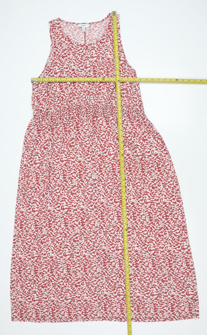 Marks and Spencer Women’s Red Animal Print Linen Blend A-Line Midi Dress Size 18