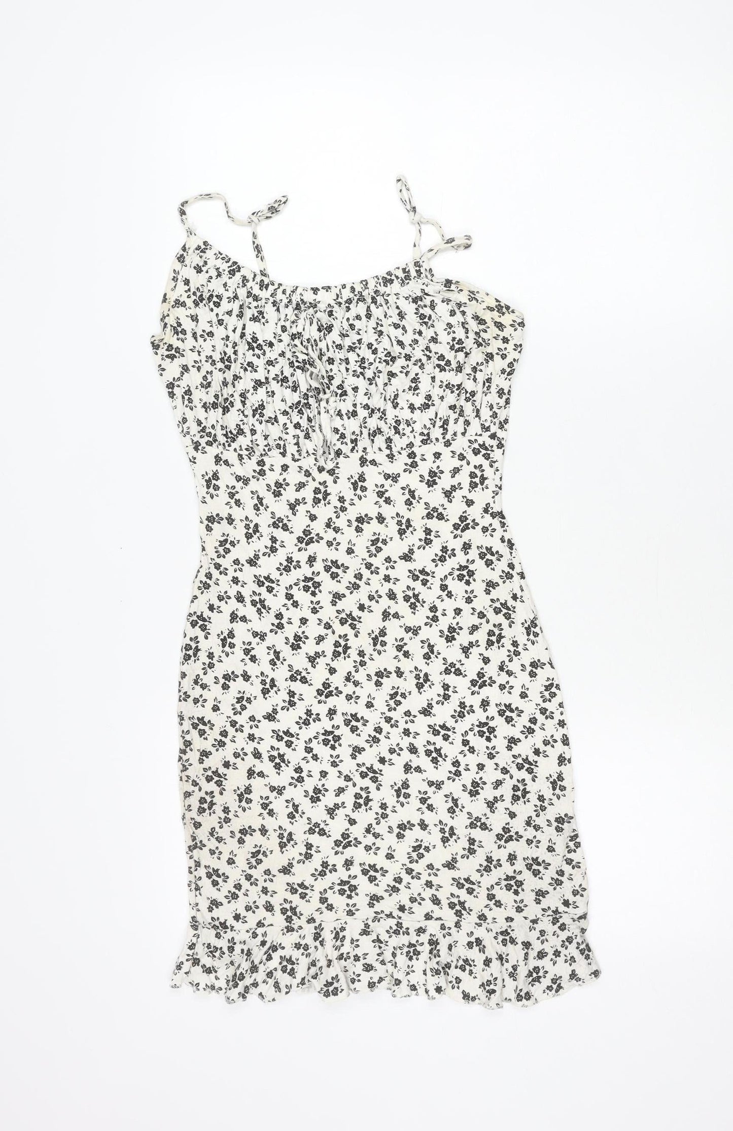 Pink Vanilla Women’s White Floral Mini Slip Dress Size 8 Summer Casual