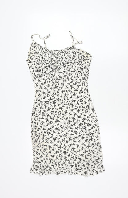 Pink Vanilla Women’s White Floral Mini Slip Dress Size 8 Summer Casual