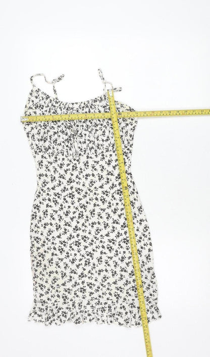 Pink Vanilla Women’s White Floral Mini Slip Dress Size 8 Summer Casual