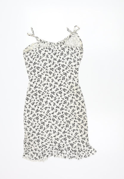 Pink Vanilla Women’s White Floral Mini Slip Dress Size 8 Summer Casual