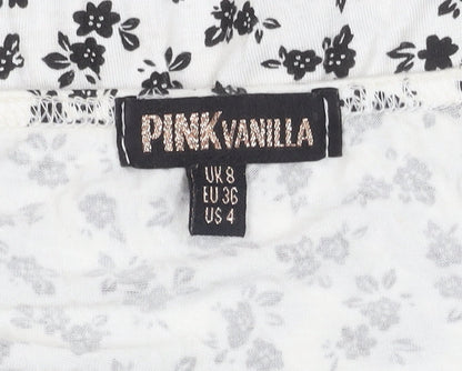 Pink Vanilla Women’s White Floral Mini Slip Dress Size 8 Summer Casual