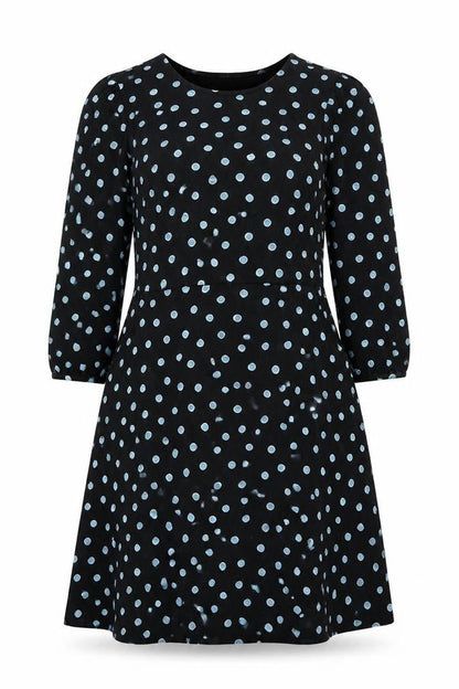 Dorothy Perkins Women’s Black Polka Dot A-Line Dress UK 16 Long Sleeve