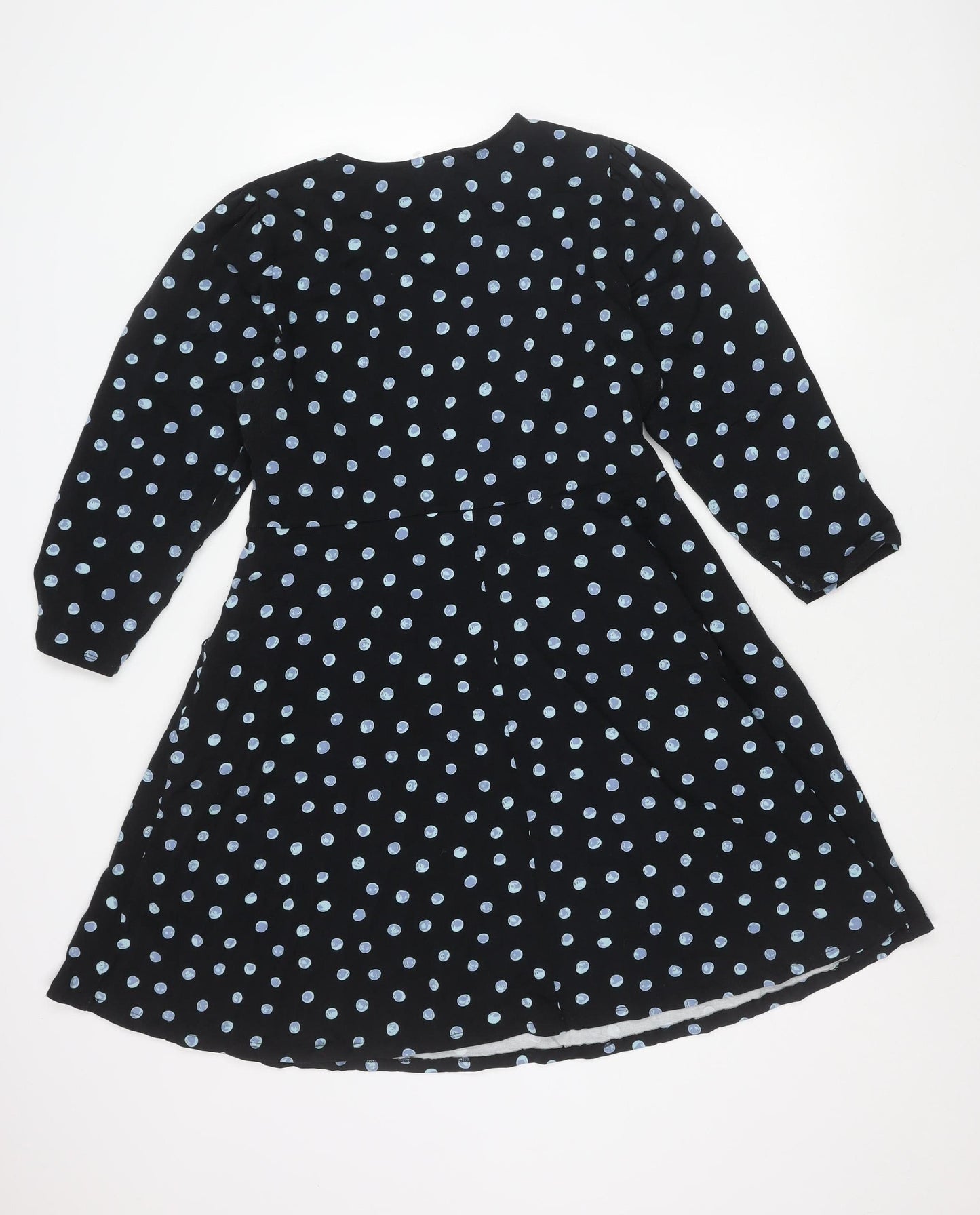 Dorothy Perkins Women’s Black Polka Dot A-Line Dress UK 16 Long Sleeve