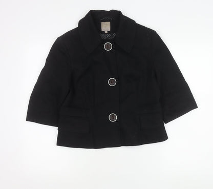 TU Women’s Black Cotton Jacket Size 14 Short 3/4 Sleeve Buttoned
