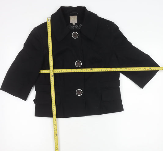 TU Women’s Black Cotton Jacket Size 14 Short 3/4 Sleeve Buttoned