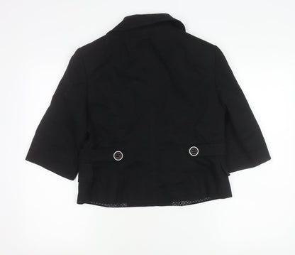 TU Women’s Black Cotton Jacket Size 14 Short 3/4 Sleeve Buttoned
