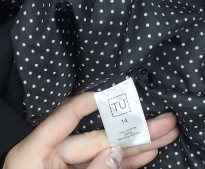 TU Women’s Black Cotton Jacket Size 14 Short 3/4 Sleeve Buttoned