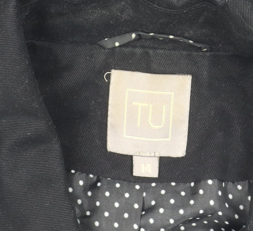 TU Women’s Black Cotton Jacket Size 14 Short 3/4 Sleeve Buttoned