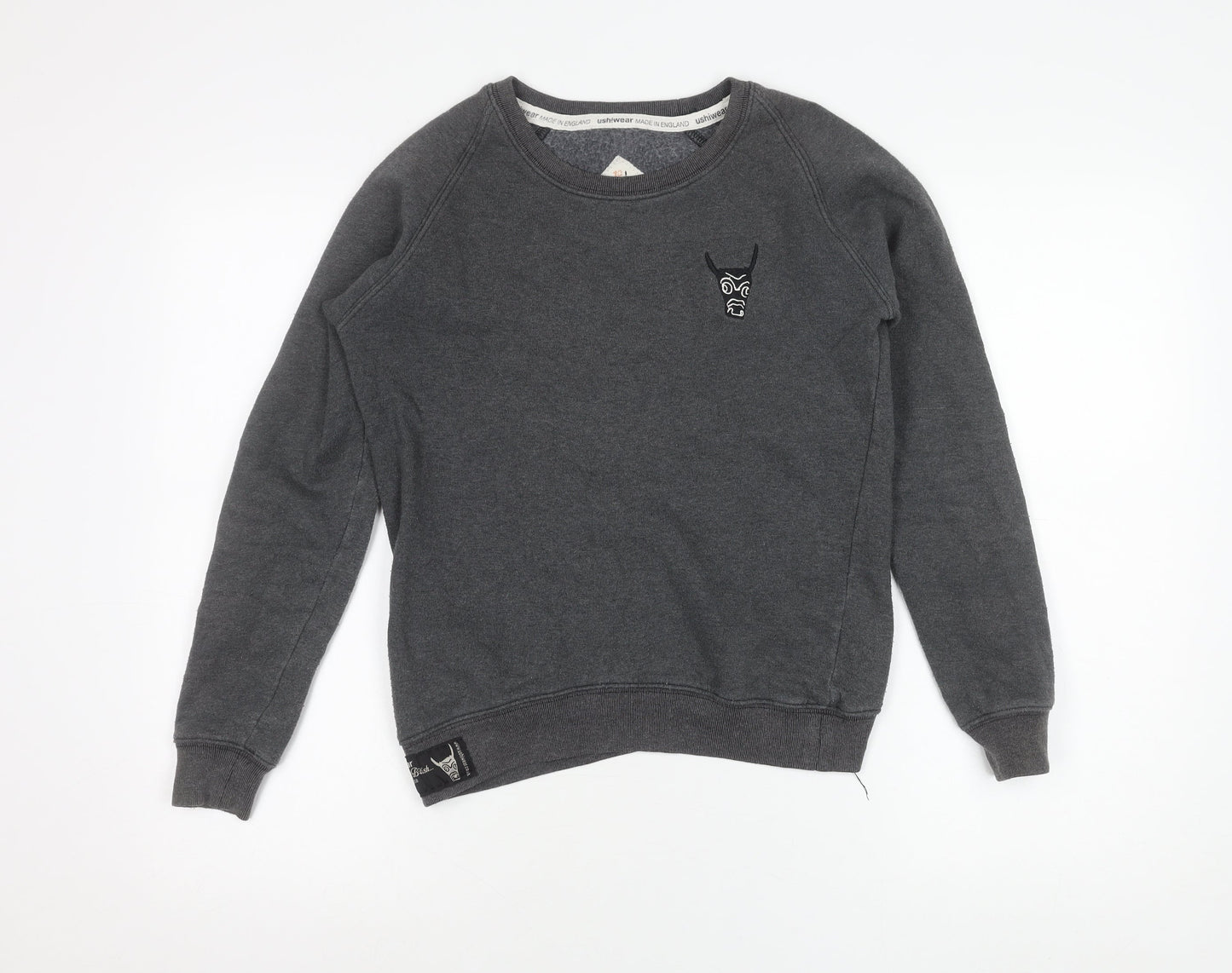 USHI Boys Grey Crew Neck Sweatshirt 10 Years Pullover Fleece Casual
