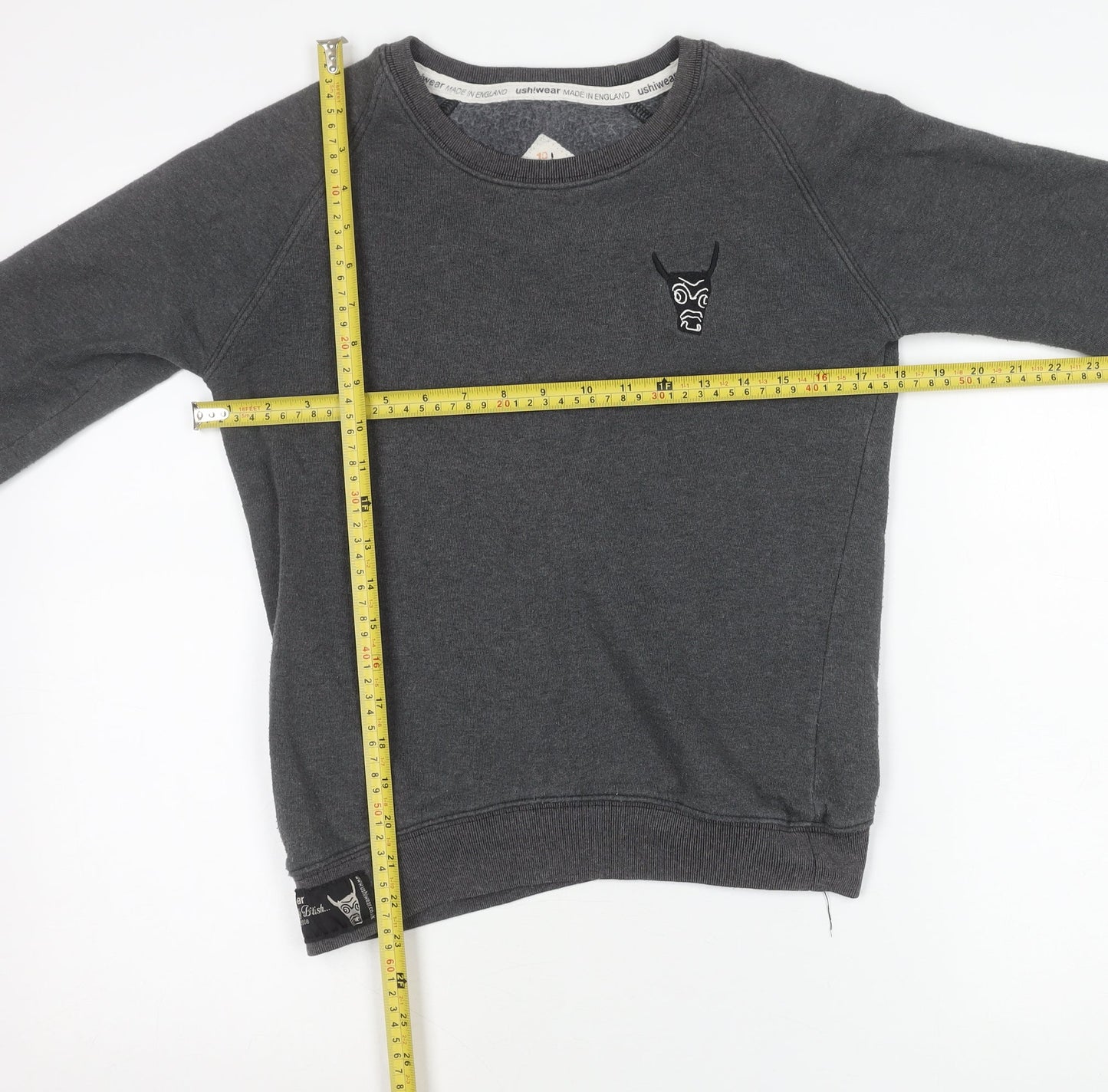 USHI Boys Grey Crew Neck Sweatshirt 10 Years Pullover Fleece Casual