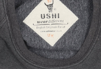 USHI Boys Grey Crew Neck Sweatshirt 10 Years Pullover Fleece Casual