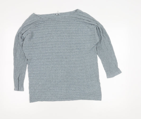 Jigsaw Womens Grey Boat Neck Knit Jumper Size S Long Sleeve