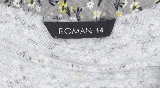 Womens UK Size 14 Roman Grey Tunic Blouse
