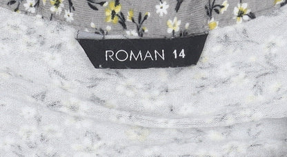 Womens UK Size 14 Roman Grey Tunic Blouse