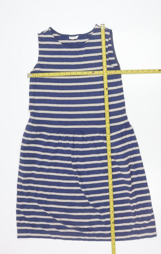 Thought Womens Blue Striped Sleeveless Shift Dress Size 10