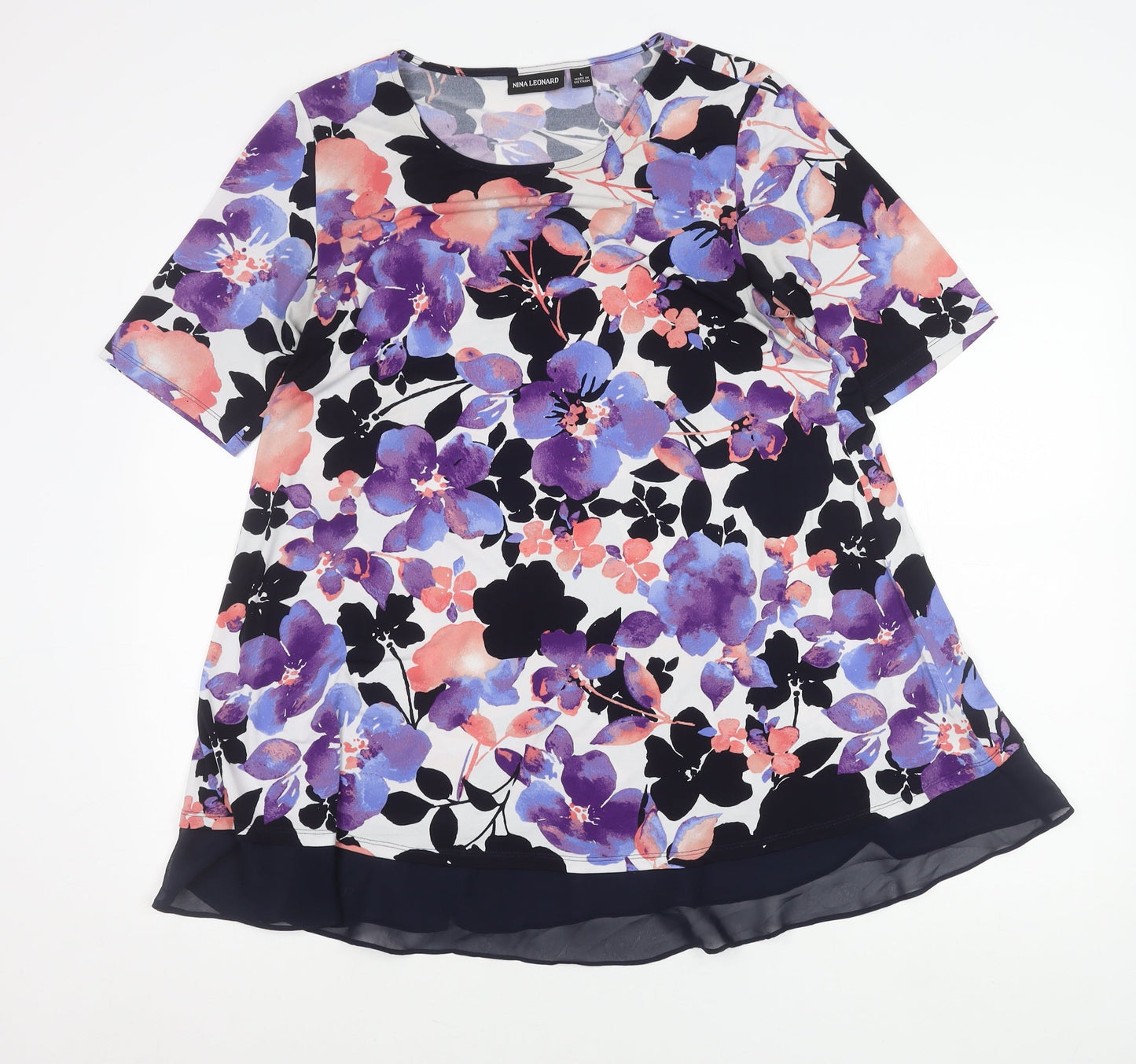 Womens UK Size L Nina Leonard Multicoloured Tunic Blouse