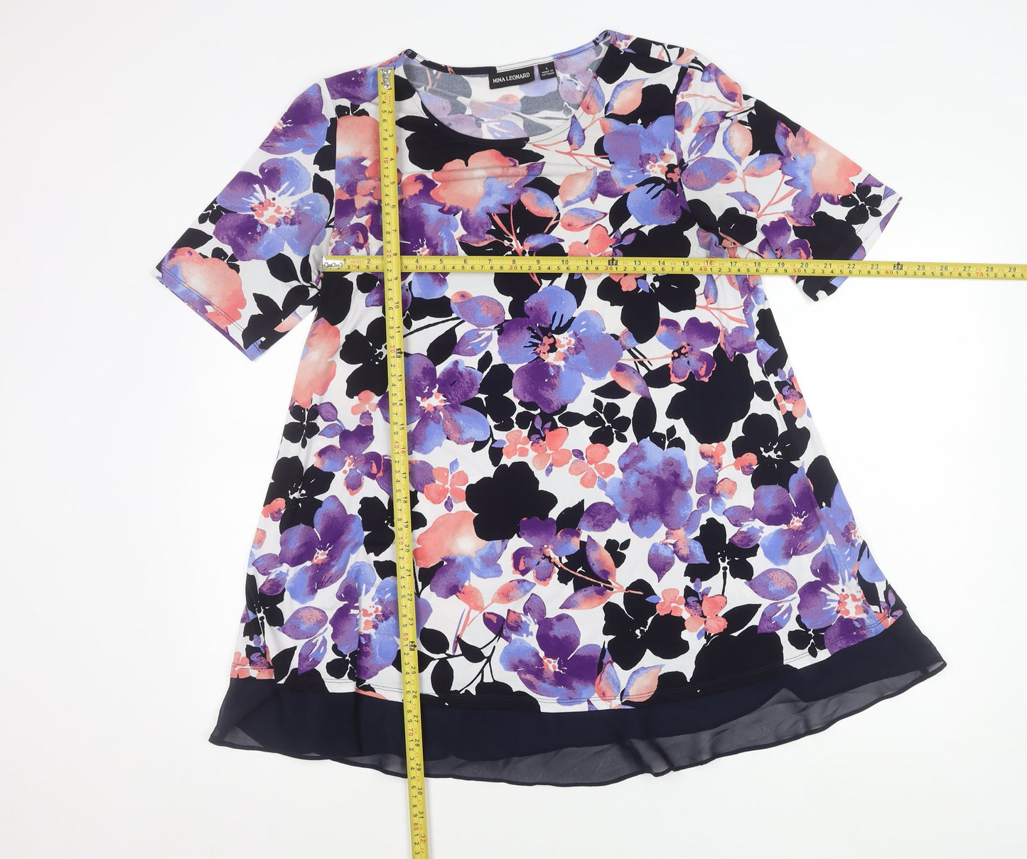 Womens UK Size L Nina Leonard Multicoloured Tunic Blouse