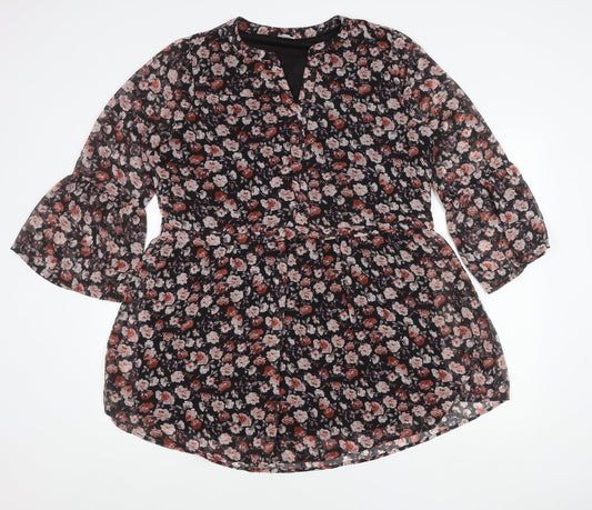 Jacqueline de Yong Womens Floral Tunic Blouse Size 14 Multicolour