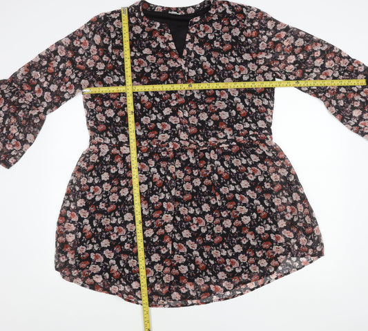 Jacqueline de Yong Womens Floral Tunic Blouse Size 14 Multicolour